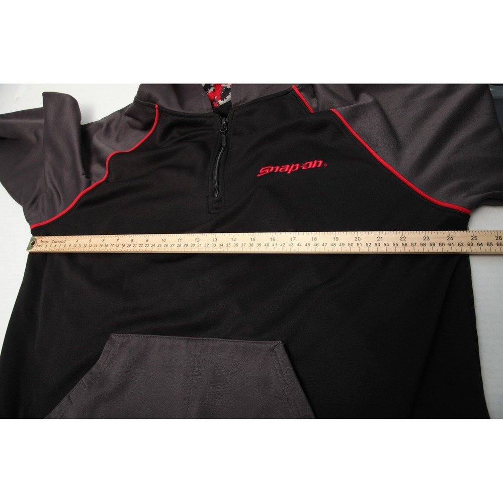 Snap On Hoodie Pullover Mens XL Black Gray Red Quarter Zip Kangaroo Pocket Work - Picture 7 of 11